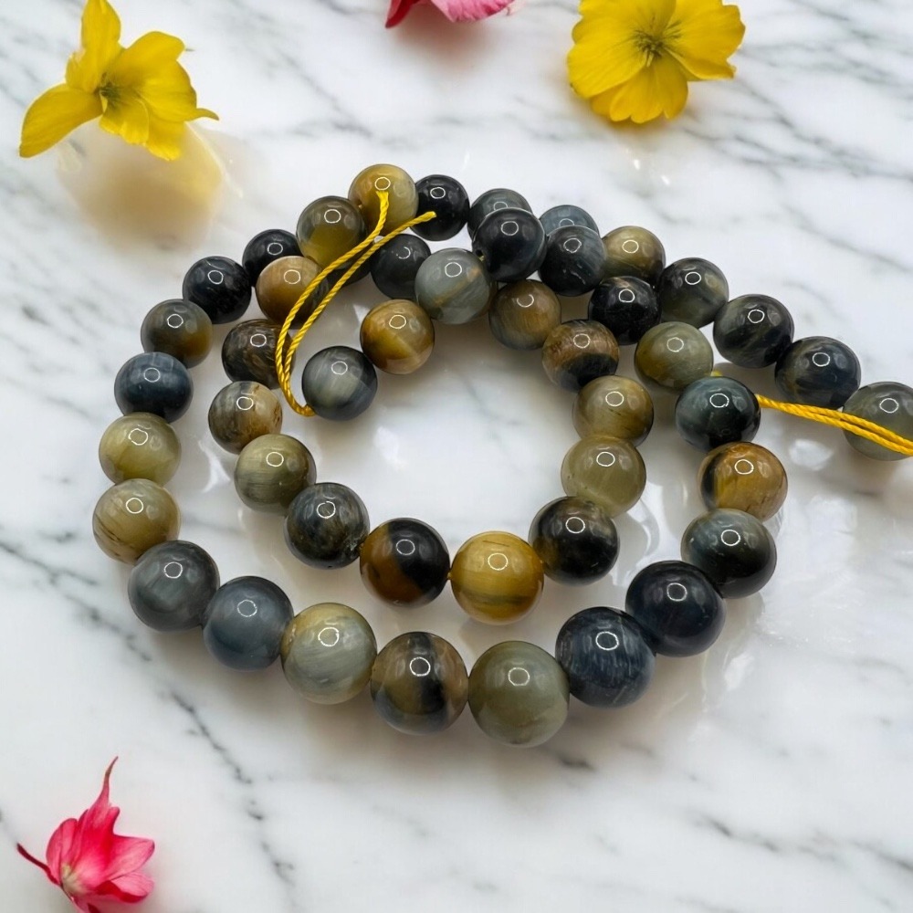 Blue and Gold Tiger Eye 8 mm Beads String for Jewelry Making